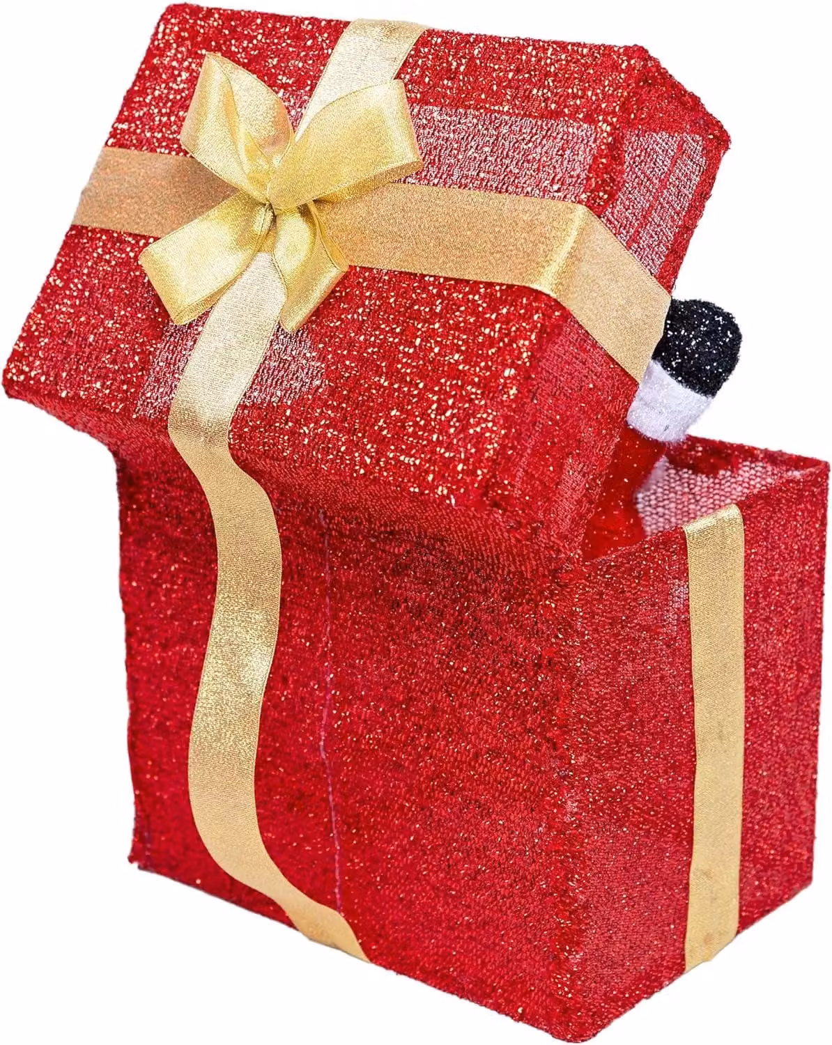 Shatchi Red Animated Christmas Santa Pup-up Lighted LED Gift Box, 30 cm – 4