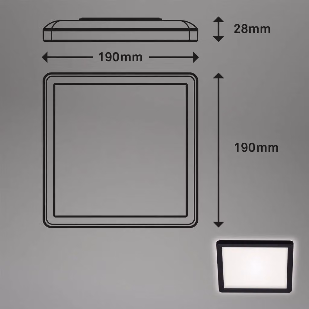 Briloner Leuchten 7153-415 LED Ceiling Light with Backlight Effect, 12W, 1400 Lumen, 4000K, White/Black, W/D/H: 19 x 19 x 2.8 cm – 4