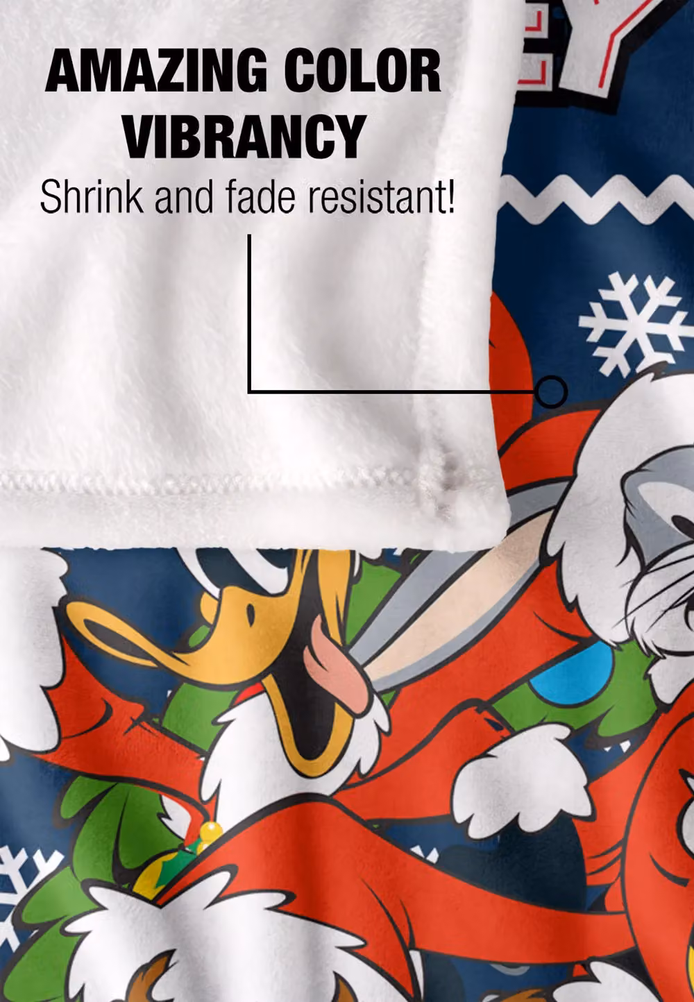 LOGOVISION Looney Tunes Christmas Ugly Sweater Soft Fleece Throw Blanket, Multicolour and White, W: 152 cm, D: 127 cm – 8