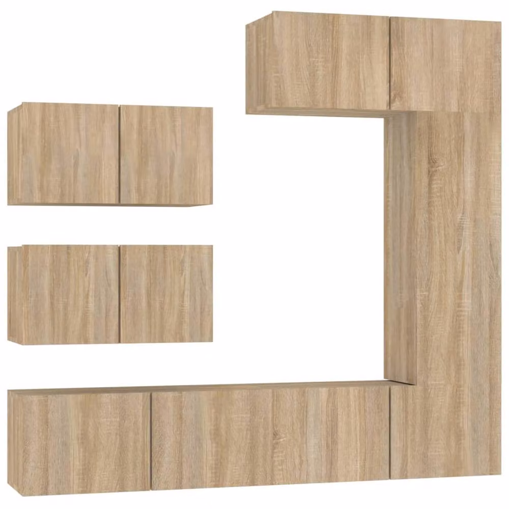 Berkfield Home Classic 6 Piece TV Cabinet Set in Sonoma Oak and Light Tan – 2
