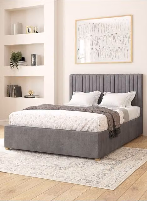 Aspire Grant Electric Adjustable Bed with Pocket Sprung Mattress, Grey Plush Velvet Fabric, W/D/H: 90 x 200 cm