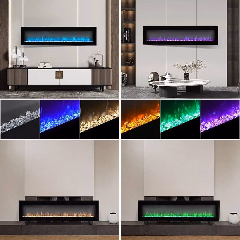 FORGEVIO Black Wall Mounted LED Fireplace, W: 101.6 cm, H: 52 cm – 5
