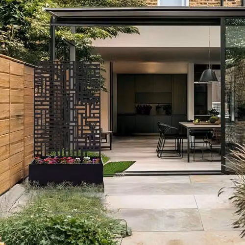 Nicoman Metal Freestanding Outdoor Privacy Screen with Plant Pot in Black or Anthracite, W/H: 90 x 180 cm – 3