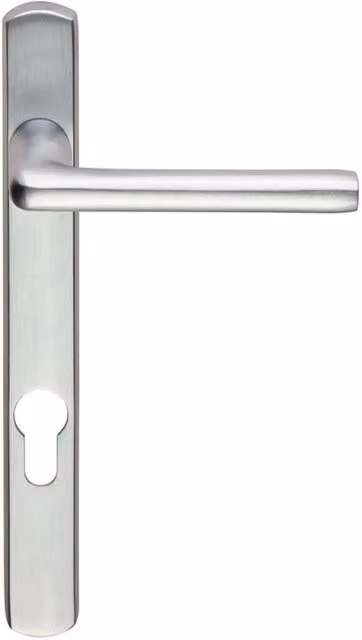 Loops Pair Straight Lever on Narrow Euro Lock Backplate, Satin Chrome, 220 x 26 mm
