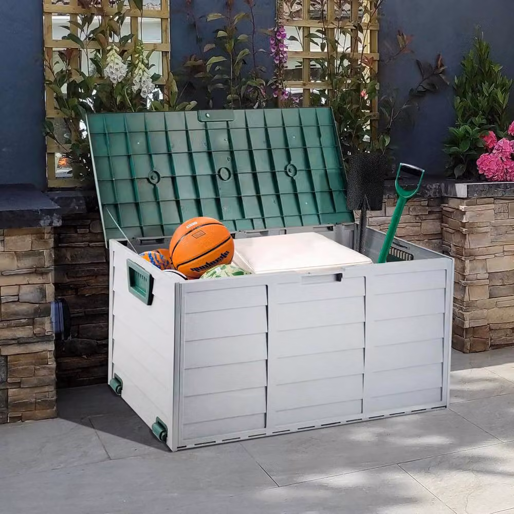 BARGAINS-GALORE Multicolour Plastic Outdoor Garden Furniture Storage Box, W/D/H: 114 x 52 x 56 cm – 2