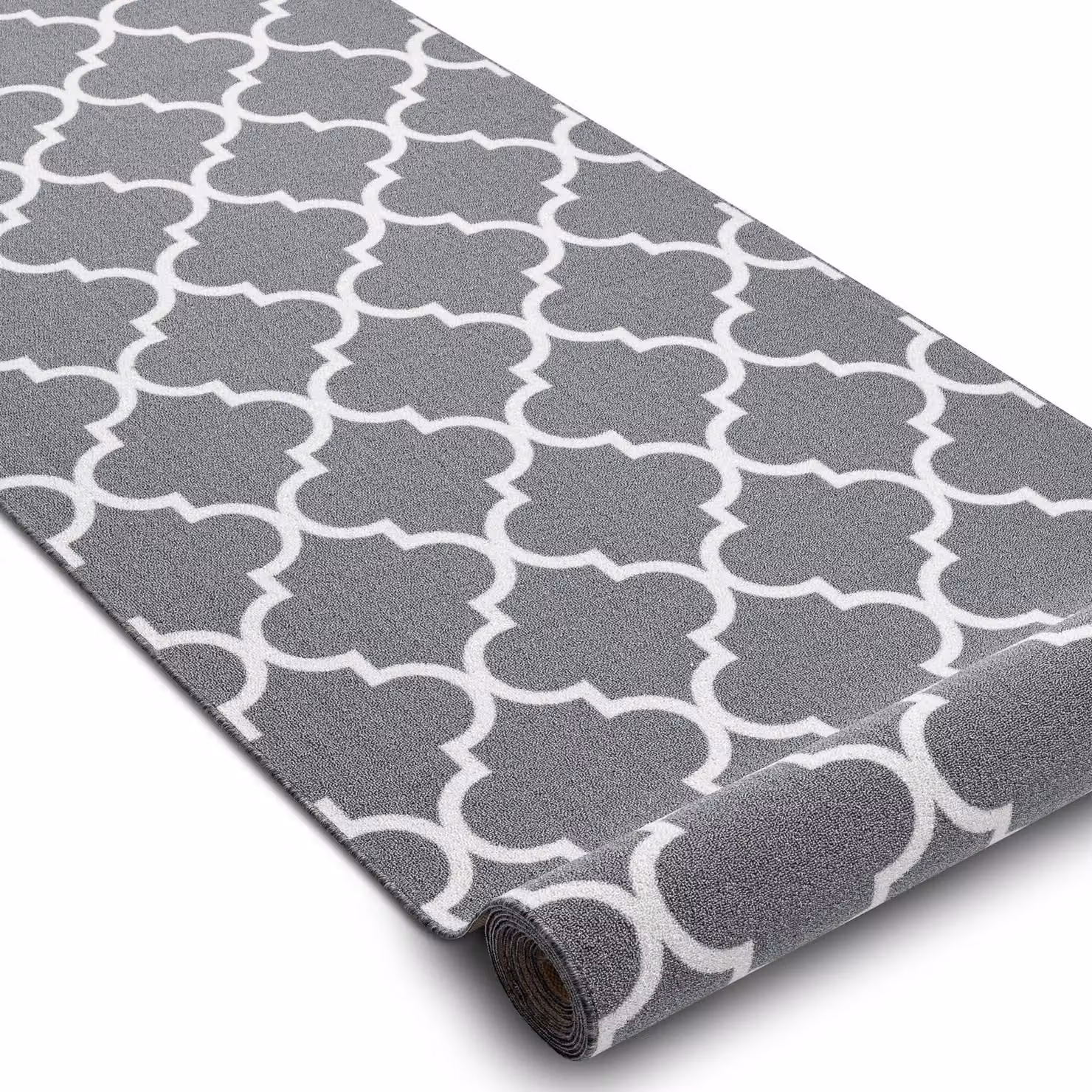 RugsX Anti-Slip Geometric Trellis Runner in Grey, W: 67 cm x L: 330 cm – 3