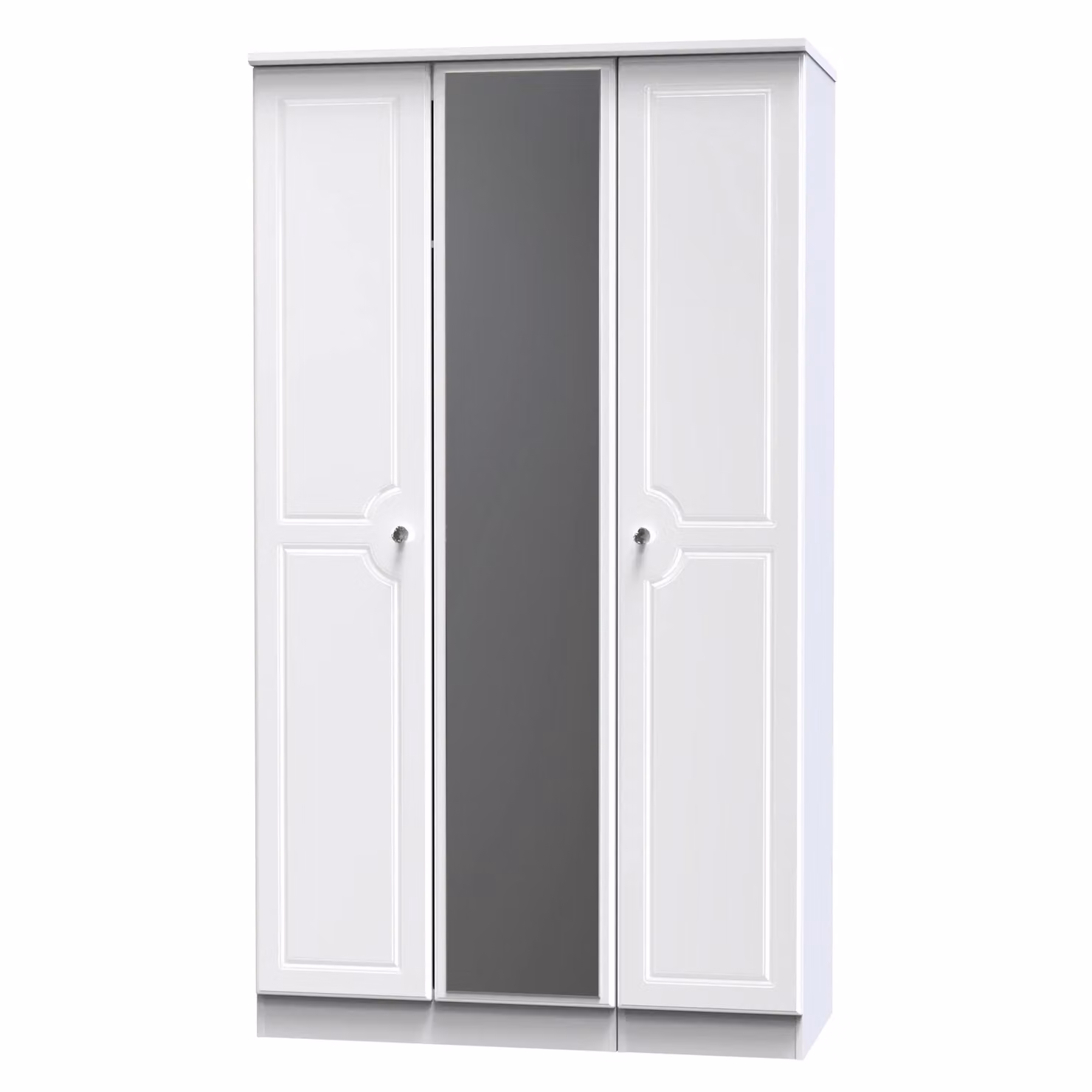 Ready Assembled 2 U Stratford Tall Triple Mirror Wardrobe in White Glossy Finish – 2