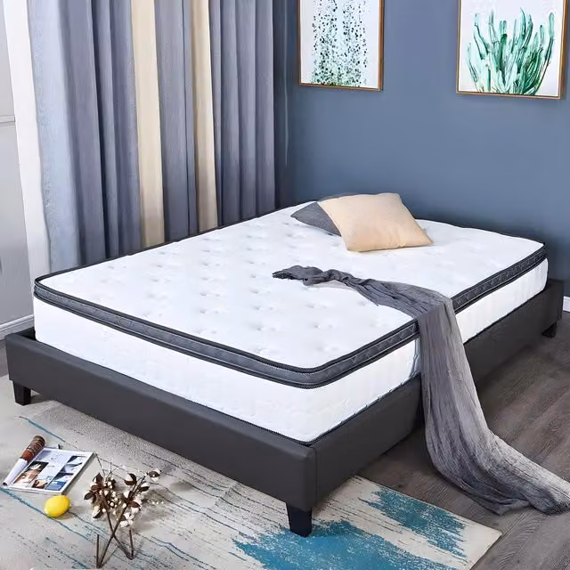 Aspire White and Black Hybrid Pillowtop Memory Pocket Mattress, W/D/H: 200 x 200 cm