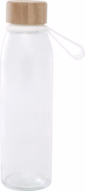 Floso Porto Bamboo 500ml Glass Water Bottle in Transparent