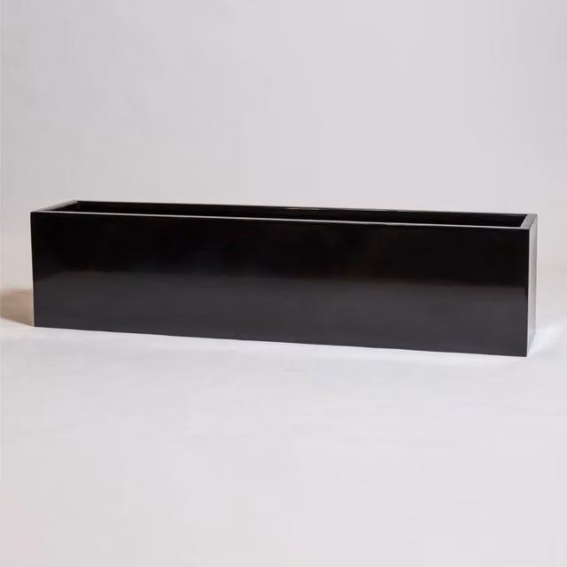 Primrose Black Gloss Polystone Low Trough Planter W: 120 cm, D: 30 cm, H: 25 cm