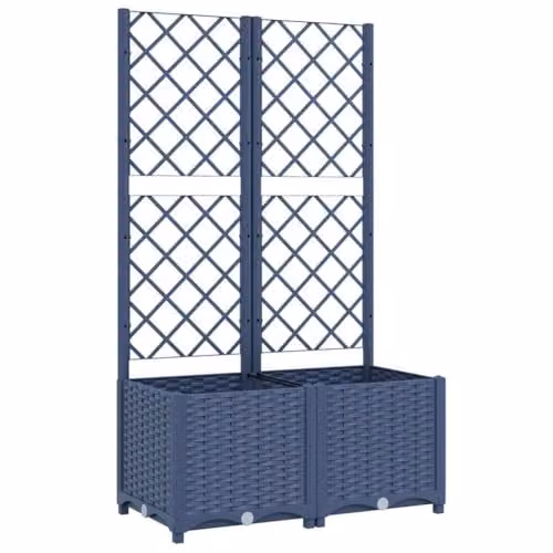 vidaXL Blue Grey Plastic Garden Planter Tub W: 80 cm, D: 40 cm, H: 136 cm