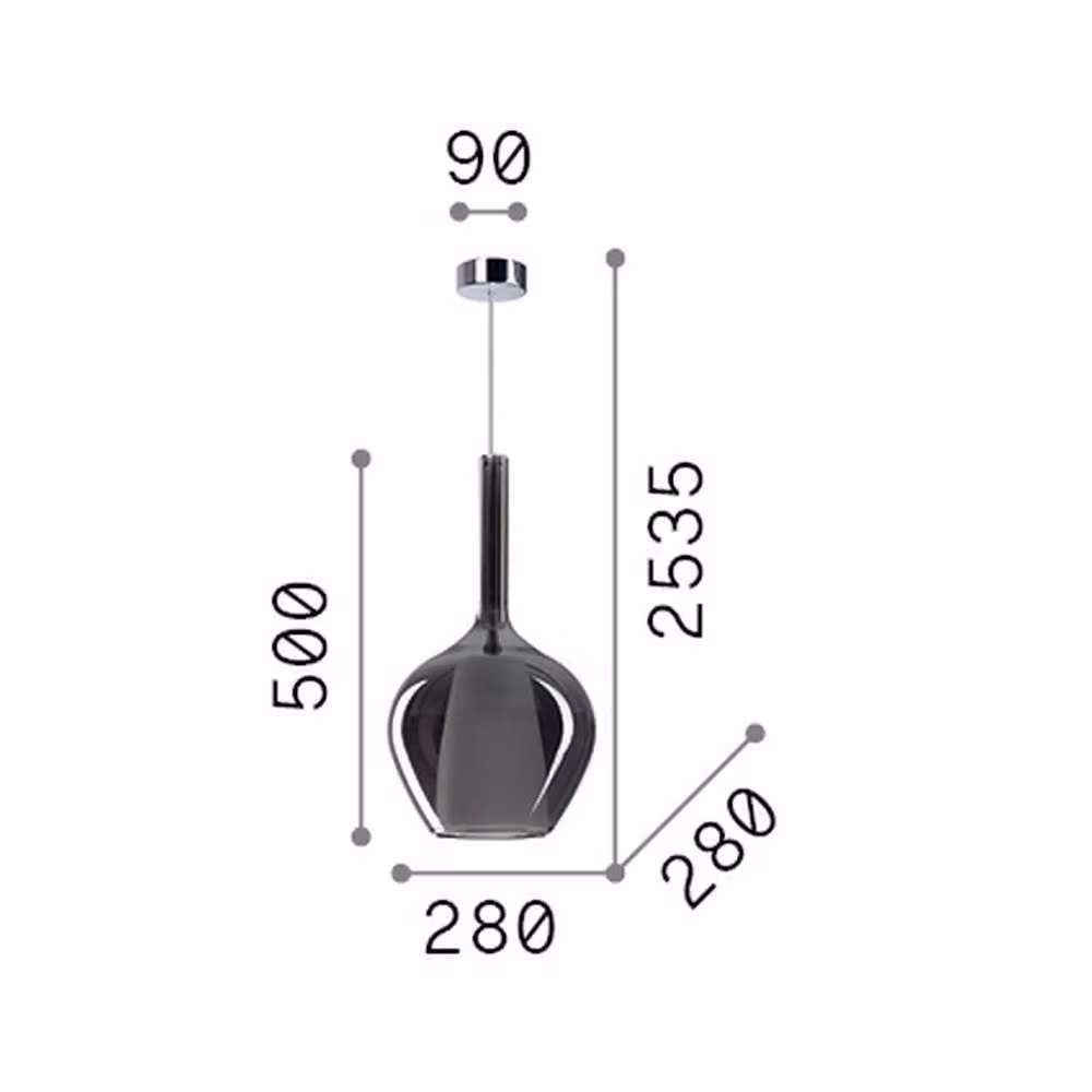 Netlighting Kalique I Dome Pendant Ceiling Light in Grey Smoke, Diameter: 28 cm – 2