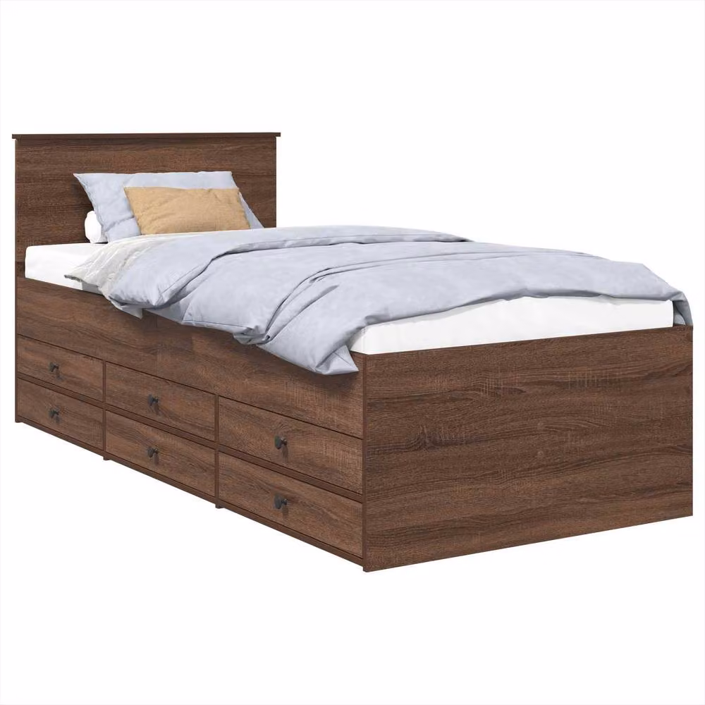 Berkfield Home Modern Manual Daybed in Brown Oak and Black, W/D/H: 75 x 190 cm – 2