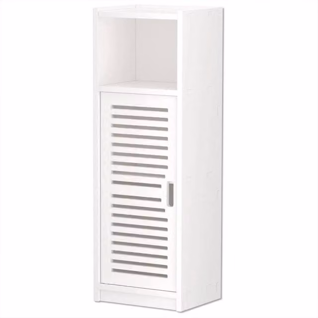 KORVIXA White Modern Bathroom Floor Cabinet with Internal Shelves and Open Storage, W: 70 cm, H: 75 cm – 1