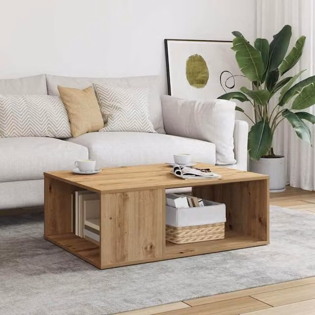 Berkfield Home Artisan Oak Coffee Table in Brown, W/D/H: 90 x 67 x 33 cm – 1