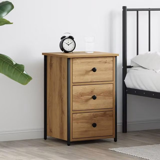 Berkfield Home Artisan Oak Bedside Table in Beige