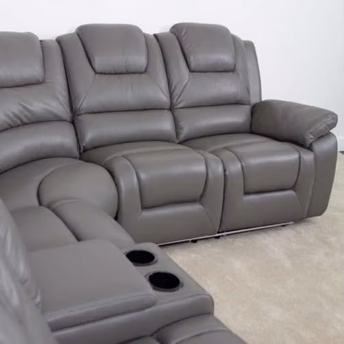 Furnishings For Less UK Oxbridge Grey 5 Seater Electric Recliner Corner Sofa with LED Lighting, USB Charging and Cup Holders – 4