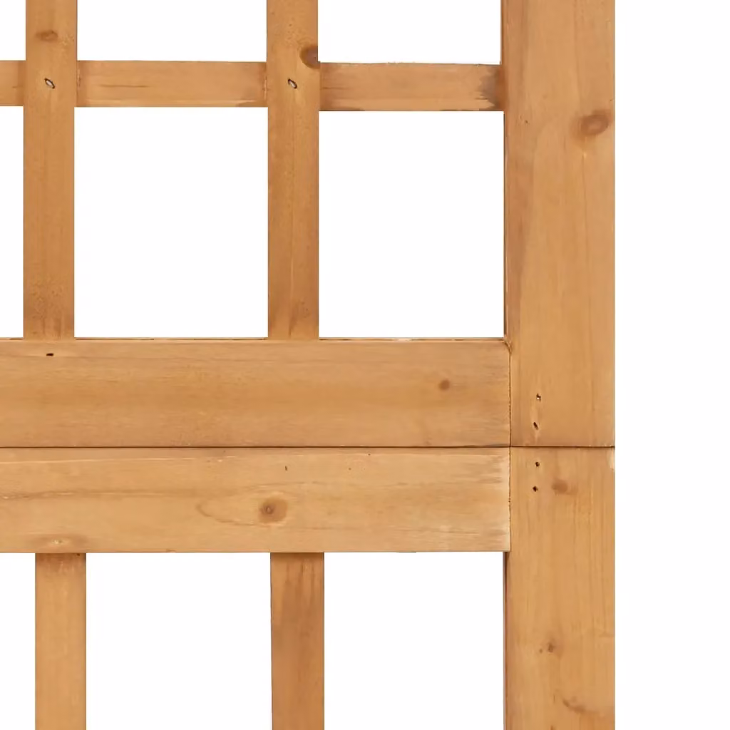Berkfield Home 4-Panel Solid Fir Wood Trellis Room Divider, Brown, W: 161 cm, H: 180 cm – 2