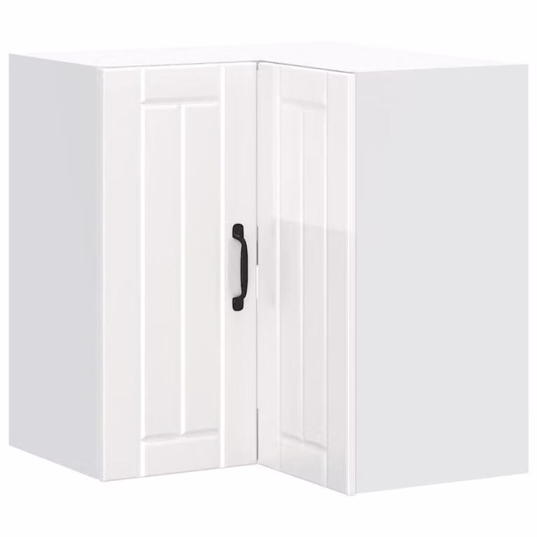 Berkfield Home Lucca High Gloss White Wall Mounted Kitchen Corner Cabinet W/D/H: 57 x 30 x 60 cm