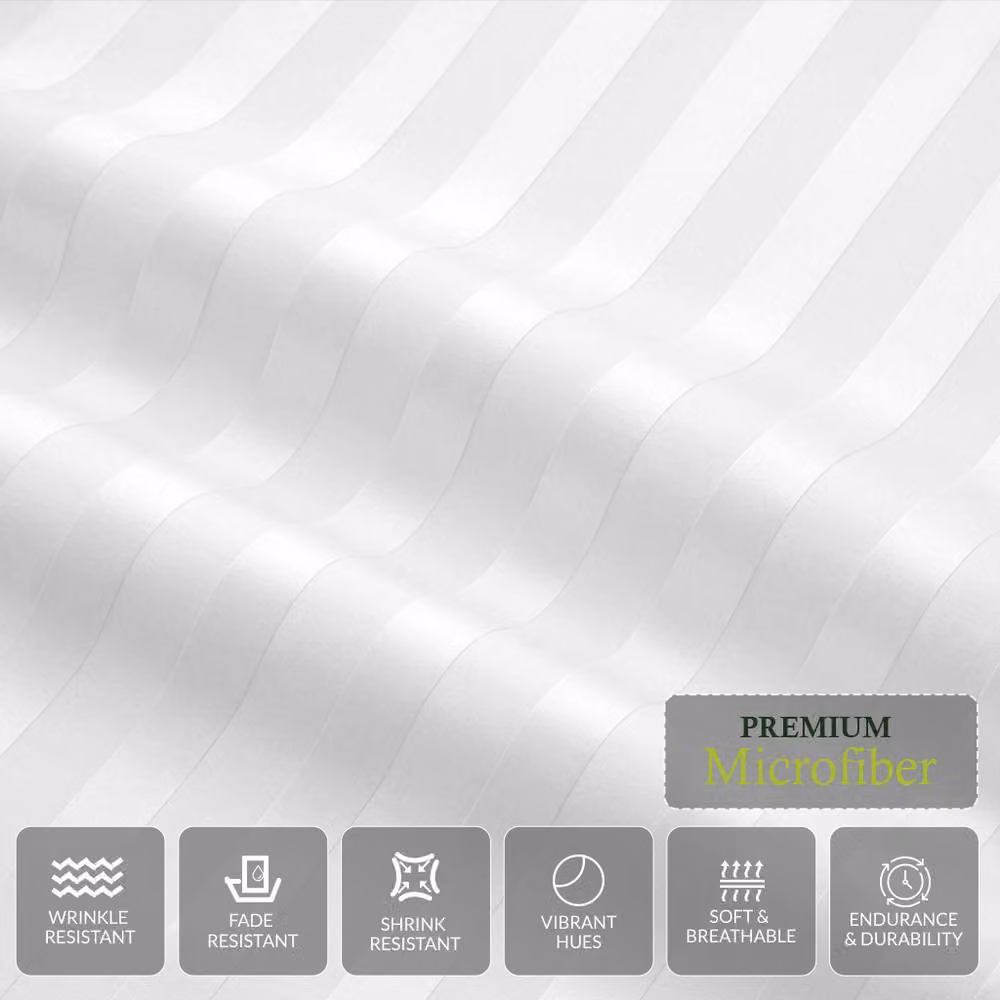 Grace Double Brushed Microfibre Embossed Stripe Duvet Cover and Pillowcase Set, White, W: 140 cm, H: 200 cm – 3