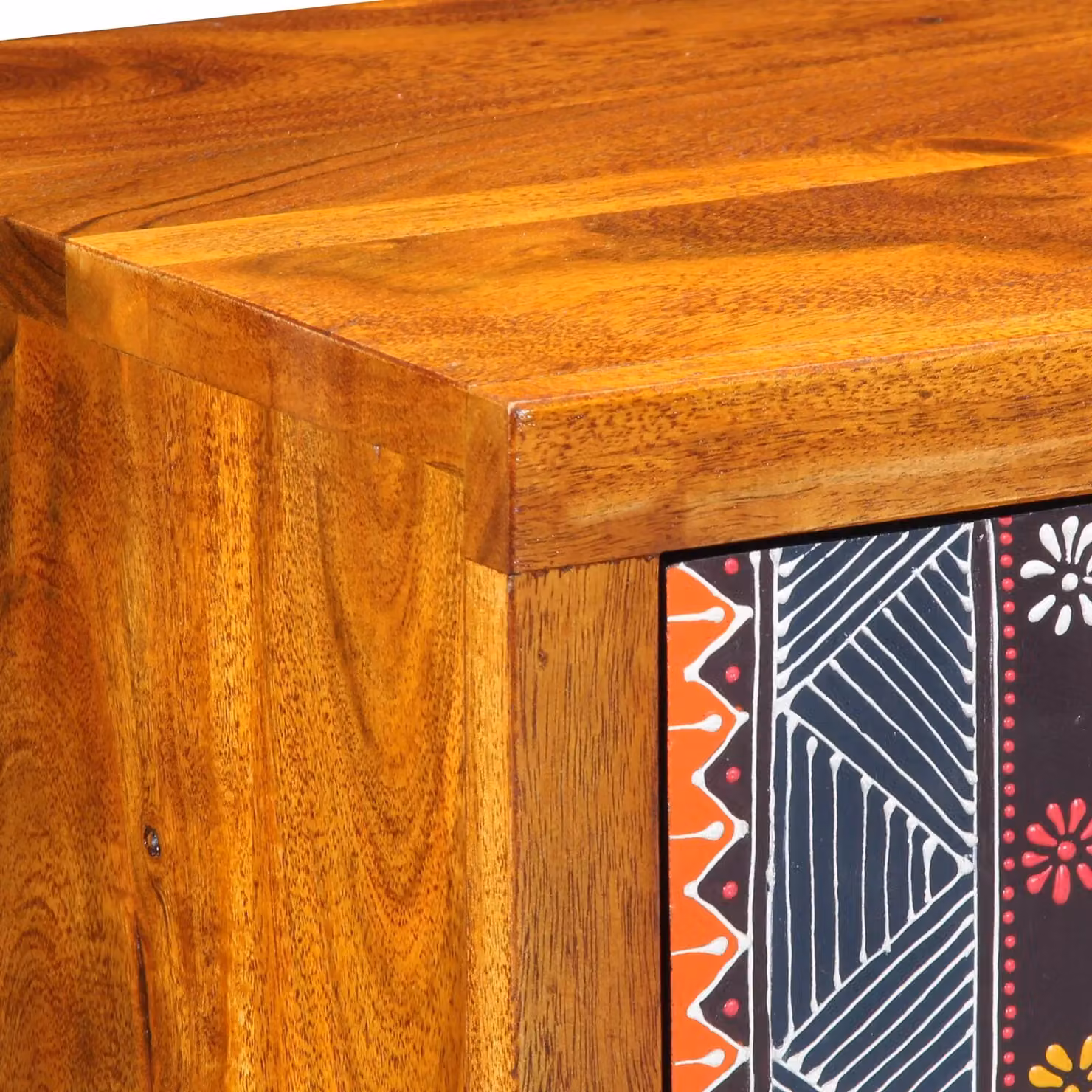 Berkfield Home Geometric Side Cabinet in Brown Solid Acacia Wood W/D/H: 40 x 35 x 45 cm – 3