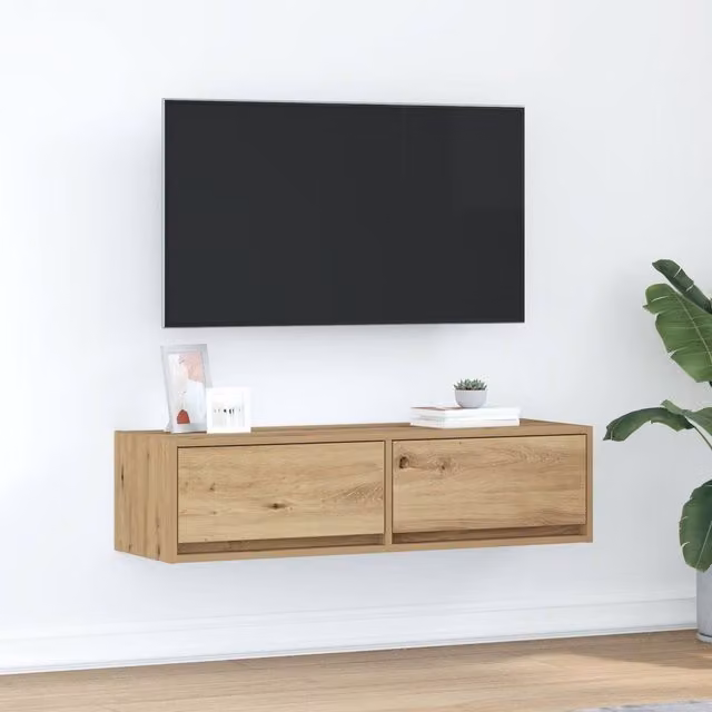 Berkfield Home Artisan Oak TV Cabinet in Brown, W: 100 cm, D: 31 cm, H: 25.5 cm – 1