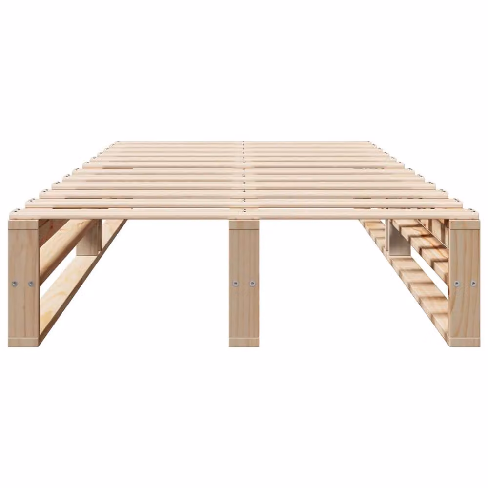 Berkfield Home Solid Wood Pine Bed Frame in Light Brown, W/D/H: 90 x 200 x 25.5 cm – 2