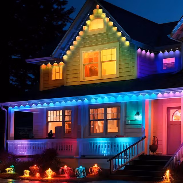 Komore RGB Icicle Eaves Lights with Remote Control and App Control, White and Multicolour