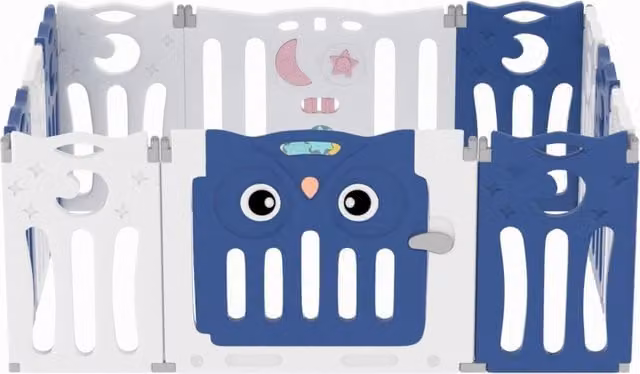 Kidkid Foldable Baby Safety Playpen, Blue, W: 143 cm, D: 106 cm