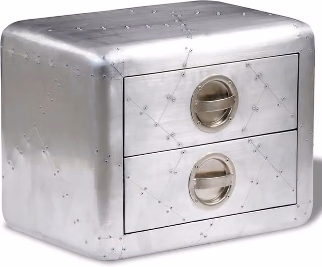 Berkfield Home Aviator End Table with 2 Drawers in Silver
