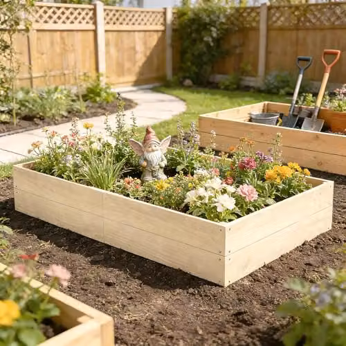 Outsunny Wooden Raised Bed in Natural for Vegetable, Herb or Ornamental Gardens, 620L, W: 180 cm, D: 120 cm, H: 30 cm – 6