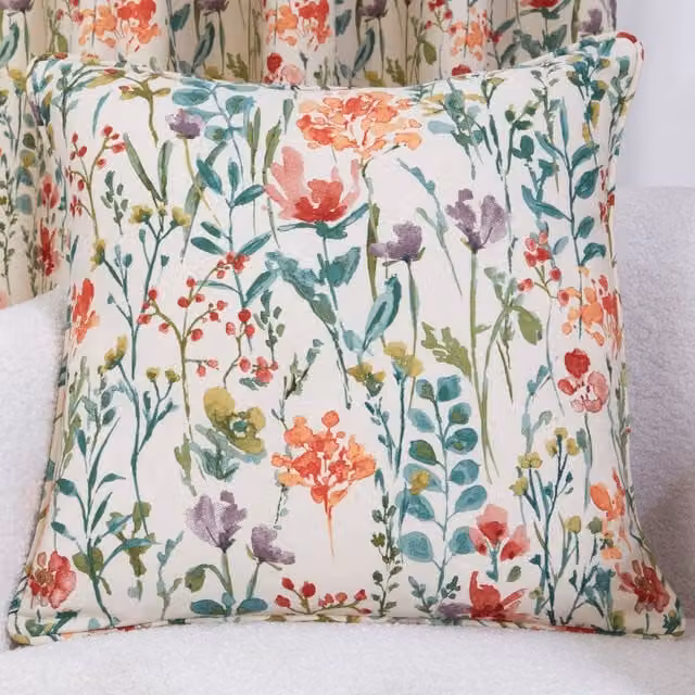 Sundour Amaryllis Floral Filled Square Cotton Cushion in Multicolour