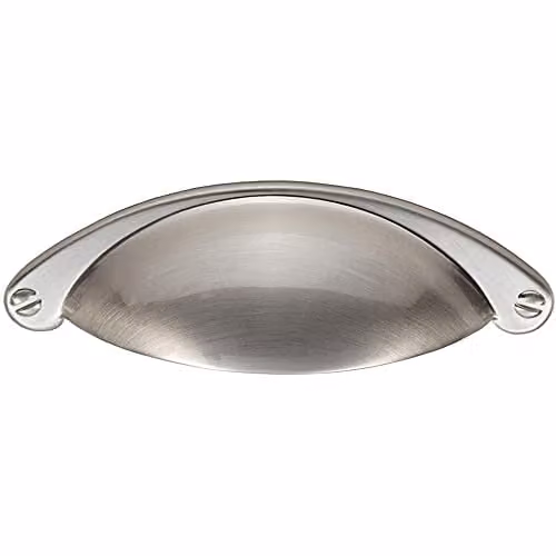 Loops Traditional Cup Pull Handle in Brushed Silver, 104 x 26 mm with 64 mm Fixing Centres