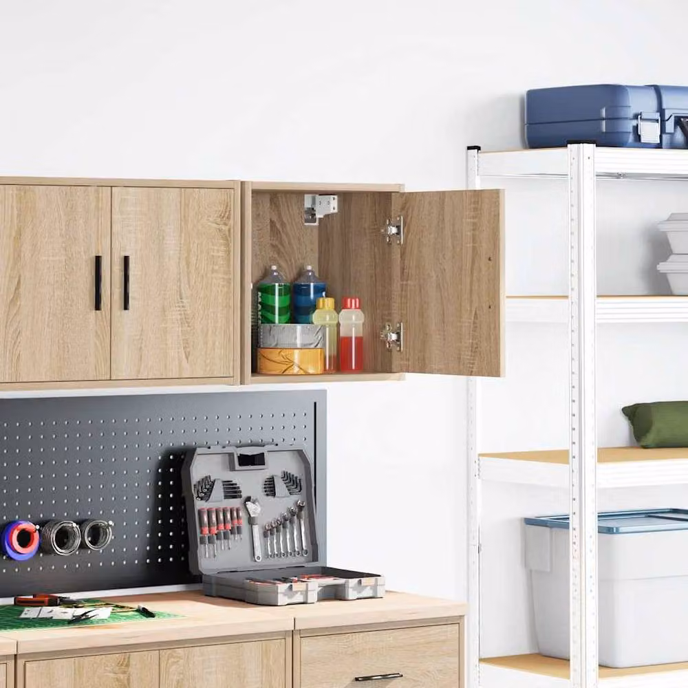 Berkfield Home Wall Mounted Garage Workshop Cabinet in Sonoma Oak Brown – 2