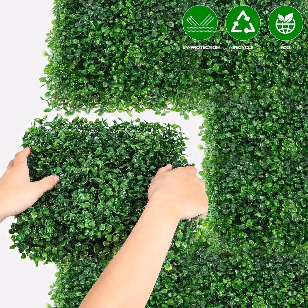FLAVORA 5 Piece Artificial Hedge Plant Wall Garden Fence Screening in Green – 6