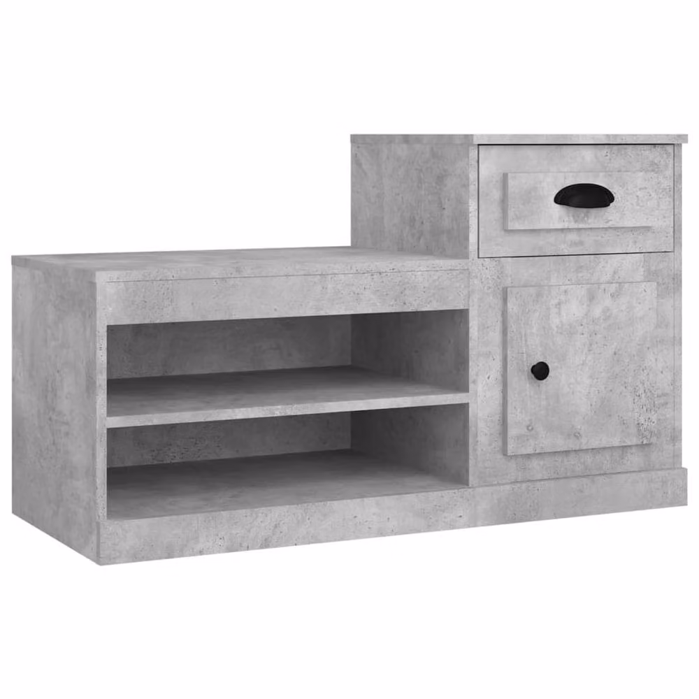 Berkfield Home Shoe Cabinet in Concrete Grey, W/D/H: 100 x 42 x 60 cm – 2