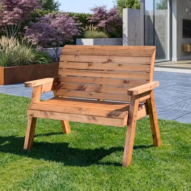 Garden Greatness Scandinavian Redwood Two Seater Garden Bench in Brown, 2 Pack, W/D/H: 118 x 74 x 98 cm