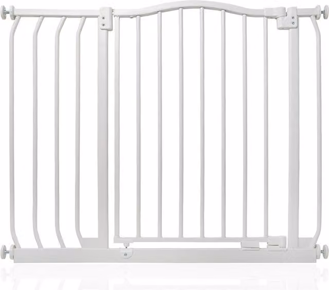 Safetots Extendable Curved Top Safety Gate in White for Doors and Stairs