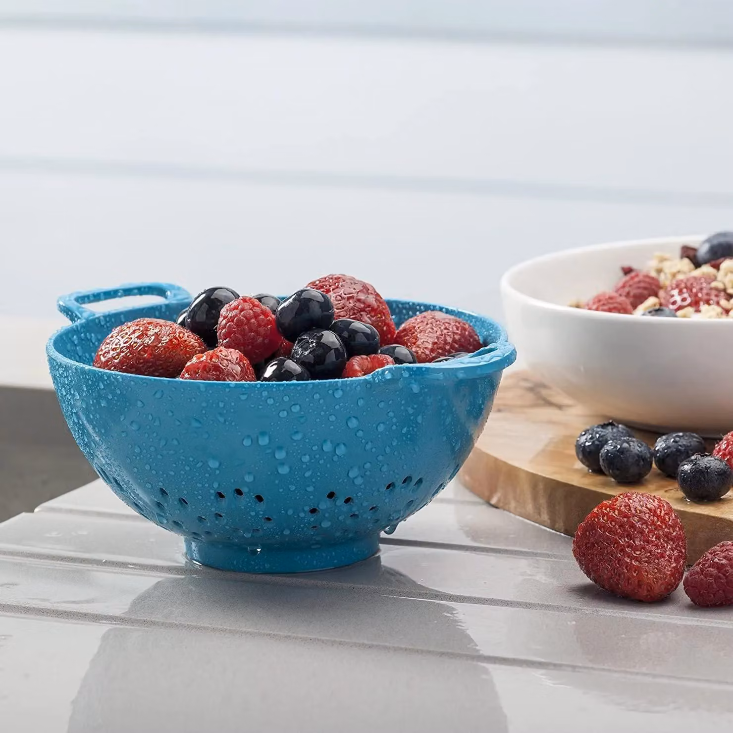 Zeal Melamine Colander in Turquoise Blue, Diameter: 15 cm – 2