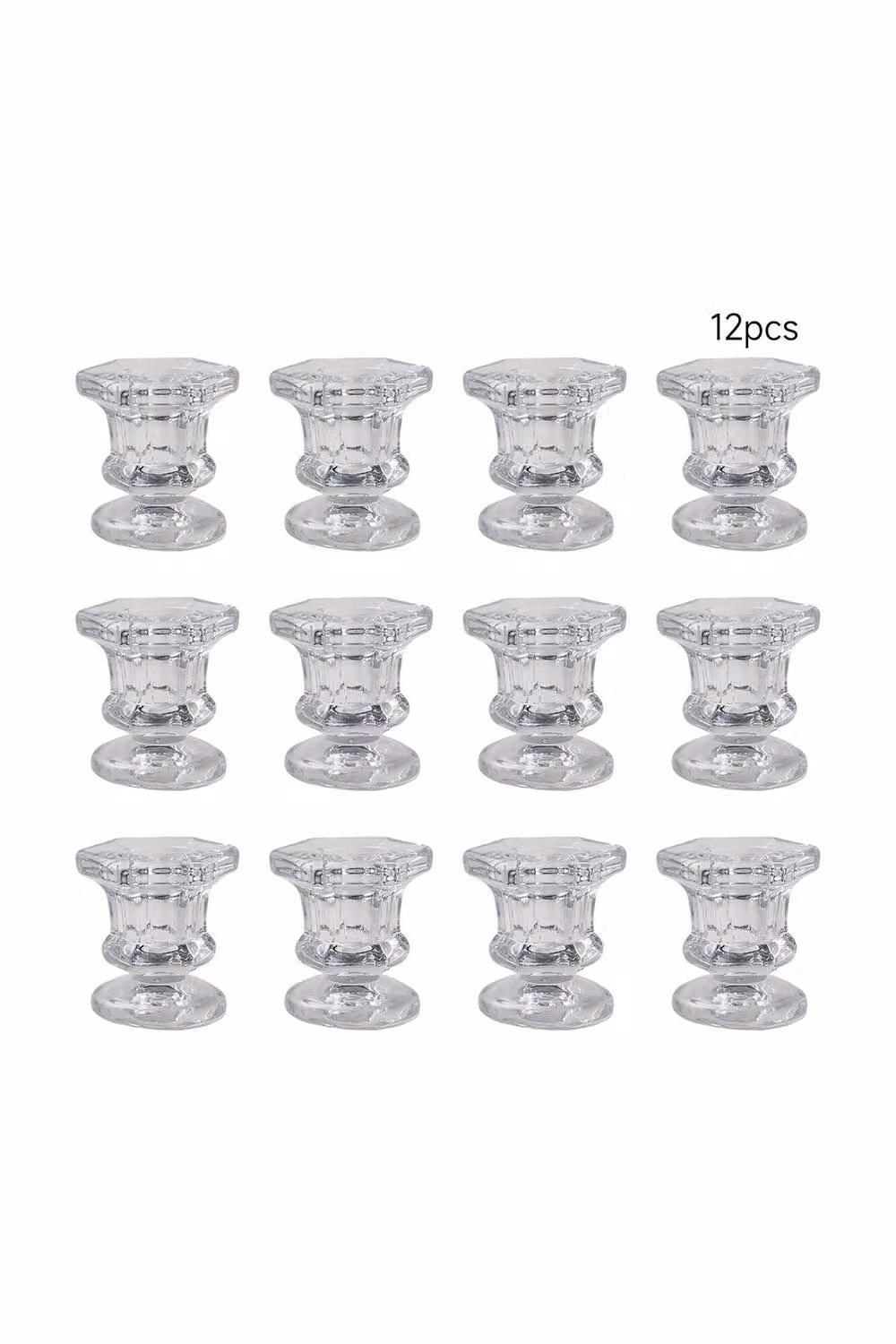 Living and Home 12 Pack Classic Round Transparent Glass Candle Holders for Weddings and Parties – 4
