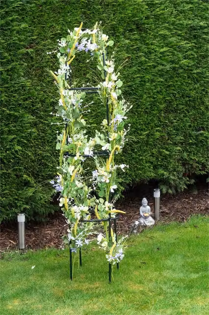 St Helens Home & Garden Black Metal Standing Garden Obelisk, Height: 200 cm, Width: 40 cm, Depth: 40 cm