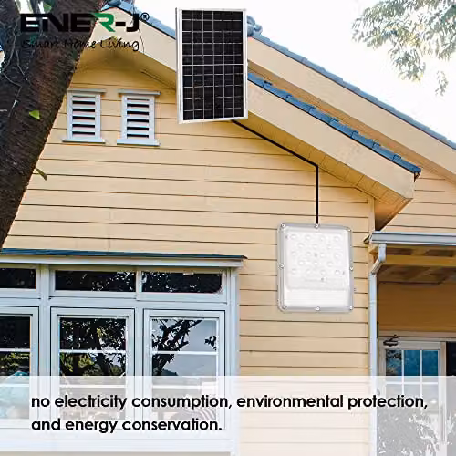 ENERJ 200W Solar Powered LED Floodlight with Solar Panel and Remote Control in White – 4