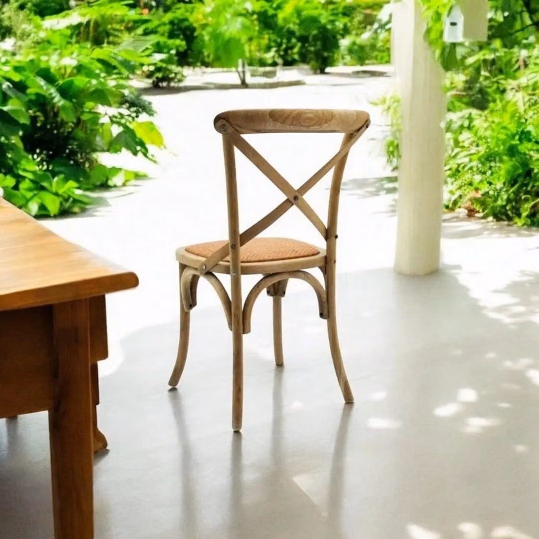 Minster French Cross Back Dining Chair in Brown Wood, W: 49 cm, D: 46 cm, H: 88 cm – 2