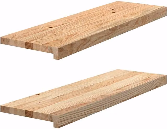 Berkfield Home Untreated Solid Oak Wood Window Sills, 2 Pieces, Brown, W: 80 cm, D: 25 cm, H: 2 cm