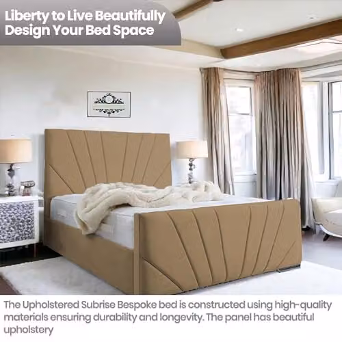 Living Comfort Bedz Sunrise Bed in Mink Plush Velvet with Gas Lift Base, W/D/H: 200 x 160 x 127 cm – 4