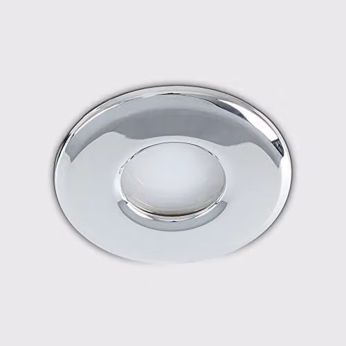MiniSun Pack of 6 Polished Chrome Recessed Ceiling Downlights with 5W Cool White LED Bulbs