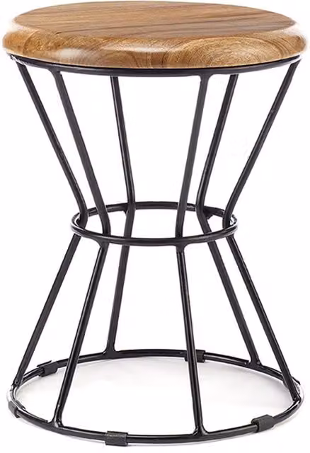 Elm Home And Garden Industrial Mango Wood and Black Metal Stool, Brown