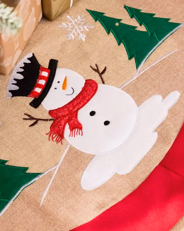 Dibor Traditional Red Snowman Christmas Tree Skirt, Diameter: 86 cm – 4