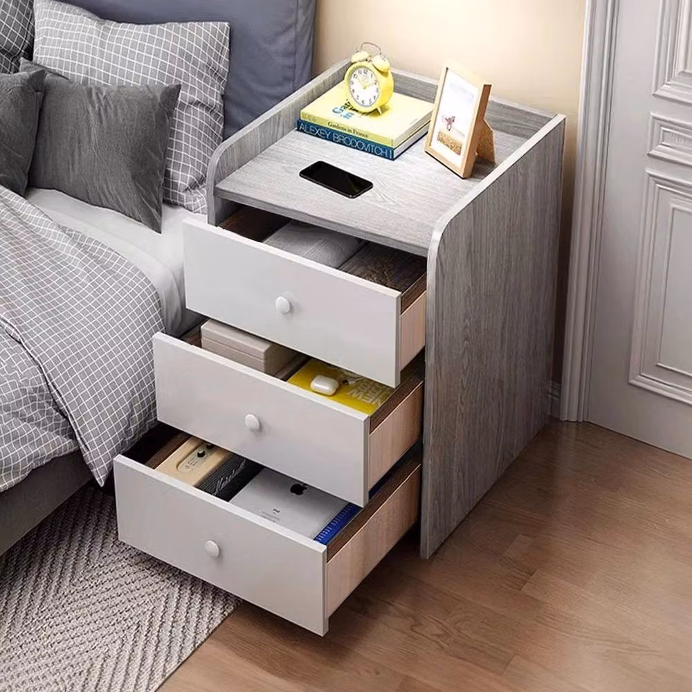 FORGEVIO Classic 3 Drawer Bedside Cabinet in Grey – 4