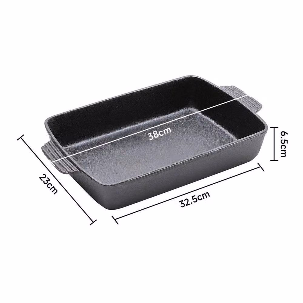 Kelvenix Rectangular Pre-Seasoned Cast Iron Braiser and Roasting Pot in Black – 2